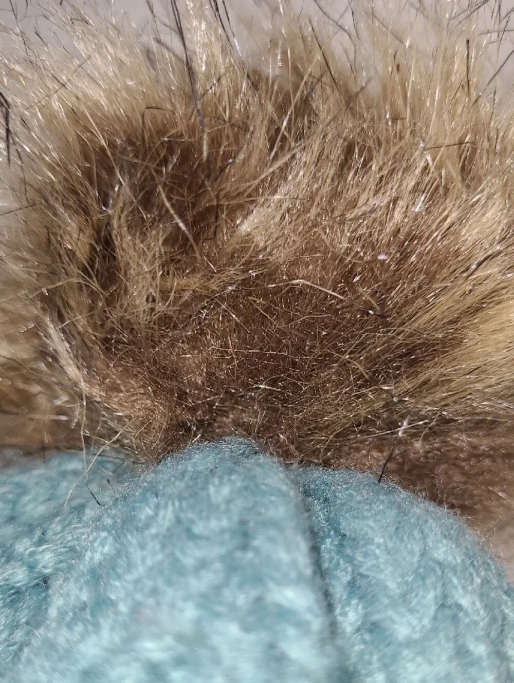 Timberland Teal Cable-Knit cuff Beanie with Faux Fur Pom fleece lined Hat